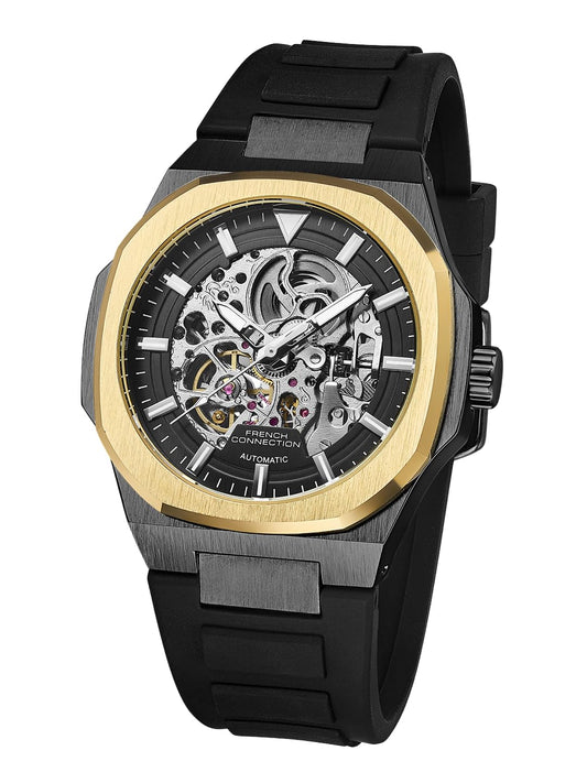 French Connection Autaros Skeleton Dial Silicone Automatic Watch for Men - FCA31BB
