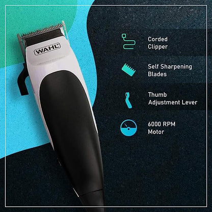 Wahl 9243-4724 Corded Home Cut Complete Hair Cutting Clipper; 10 Cutting Lengths;Thumb Adjustable Taper; Black