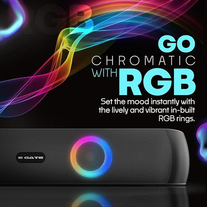 E GATE C210 | 20W Bluetooth Speaker Soundbar, Dual Drivers + Dual Passive Radiator for Extra bass, RGB Light, Upto 15 Hrs Backup from 2000mah Battery, Call Function, TWS, Aux, USB, FM