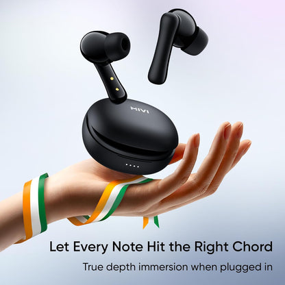 Mivi DuoPods i2 True Wireless Earbuds - 45H+ Playtime, HD Calls, Fast Charging, 13mm Bass Drivers, IPX4 Sweatproof, v5.3 Bluetooth in Ear Ear Buds Wireless, Made in India