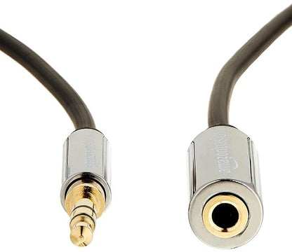 Amazon Basics Male to Female Stereo Audio Cable (Aux Extension Cable) with Gold Plated Connectors- 6 Feet (3.5mm) - Does not support mic