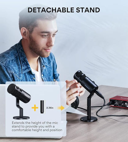 Maono Podcast Recording Mic for YouTube. Dynamic Studio Microphone with Mic Gain, Plug & Play, Metal Structure, Voice-Isolating Technology, Cardioid Pattern for PC, Singing, Video Recording-PD100U