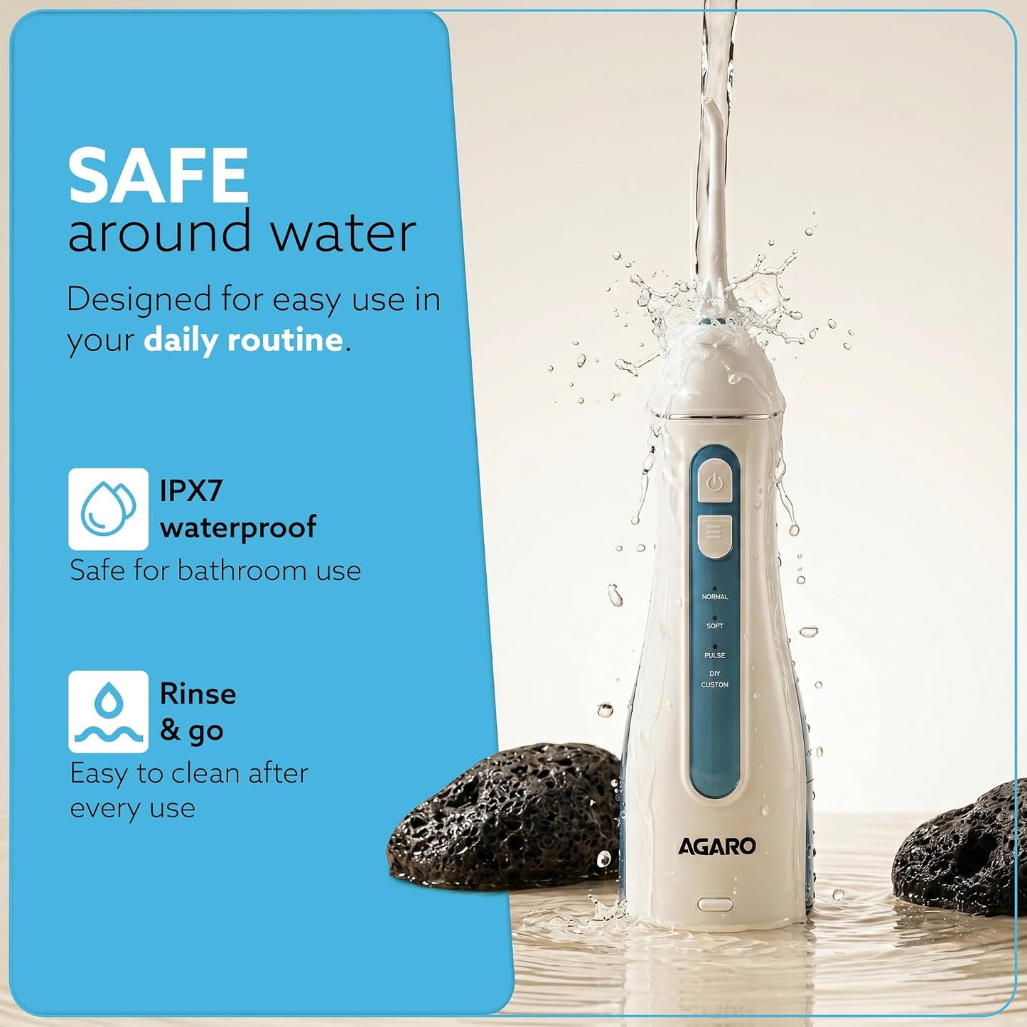 AGARO Ultra Plus Portable Dental Flosser: 8 nozzles, 4 modes, cordless, rechargeable, IPX7 waterproof, 200ml tank. Ideal for home/travel oral care.