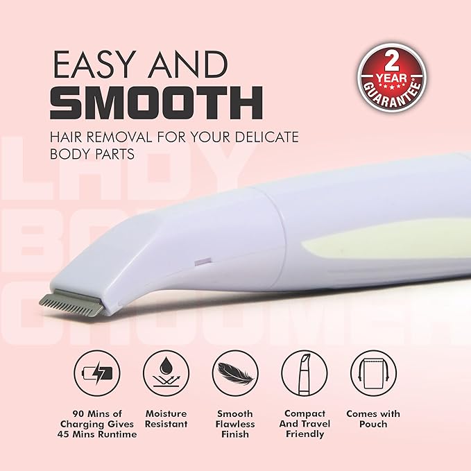 Havells 4-In-1 Lady Body Groomer | Bikini & Eyebrow Trimmer With Protective Combs | Recharegeable (Battery Powered) | Travel Friendly Pouch | 2 Years Guarantee | Stunning Purple | Fd5004 - Unisex