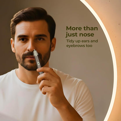 Lifelong Nose Hair Trimmer For Men | Professional Painless Battery-Operated Nose Hair Trimmer Men | Facial Hair Trimmer For Men Women, Easy To Clean | 40 Minutes Runtime | Stainless Steel (LLPCM03, Silver)