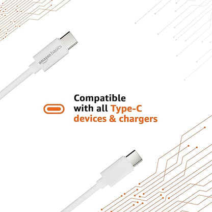 amazon basics Type-C To Type-C 45W Fast Charging And 480 Mbps Data Sync Cable (1.2 M), White