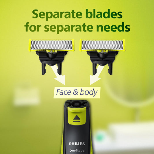 Philips OneBlade Turbo2X Face & Body Trim, Edge, Shave, Perfected for Skin Comfort, Dual Protech Tech, Suits All Skin Types, Wet & Dry Use, Electric Trimmer for Private Parts, QP2824/10