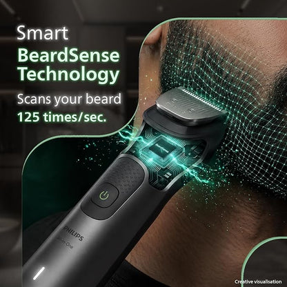 Philips India's No.1 Men's Trimmer* | Luxurious Stainless Steel Design | BeardSense Technology | All-in-One Grooming Kit- Beard, Hair, Body, Intimate | 120min runtime | IPX7 | 5yr warranty* | MG9532/15