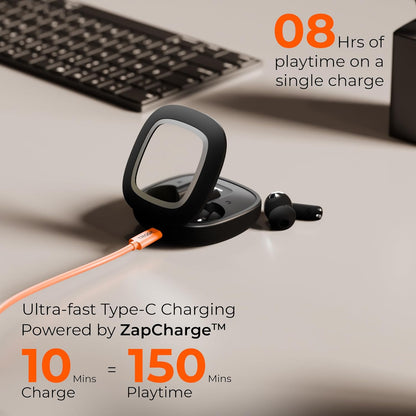 TRIGGR Apex S1 Truly Wireless in Ear Earbuds with 100H Playtime, 50ms Ultra-Low Latency, Dual Pairing, Quad Mic ENC, Rapid Pair, Premium Rubber Finish Grip, Earbuds TWS