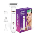 AGARO Female Multi Trimmer – Facial Hair Removal Machine, Bikini Trimmer, Eyebrow & Nose Hair Trimmer Painless body hair trimming Type-C charging, up to 90 minutes runtime, White 3117