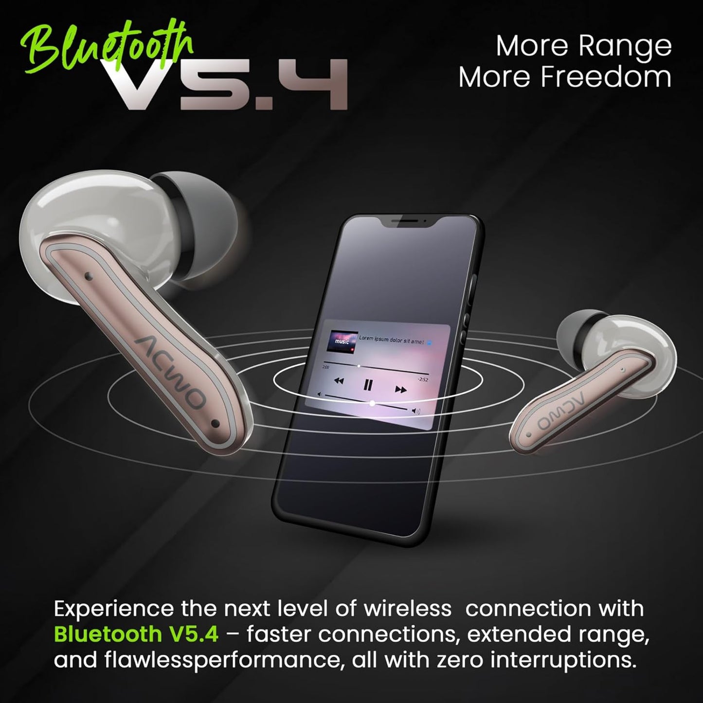 ACwO Dwots 737 Wireless in Ear Earbuds | 70Hrs Playtime | Up to 32Db ANC | 4 Mics with Enc | Bluetooth V5.4 | Hyperboost Charging 10Mins Charge = 120Mins Playtime (Woody Brown)