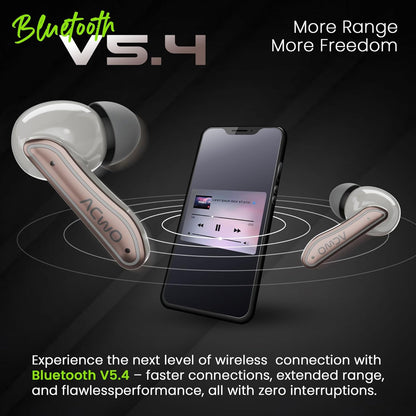 ACwO Dwots 737 Wireless in Ear Earbuds | 70Hrs Playtime | Up to 32Db ANC | 4 Mics with Enc | Bluetooth V5.4 | Hyperboost Charging 10Mins Charge = 120Mins Playtime (Woody Brown)