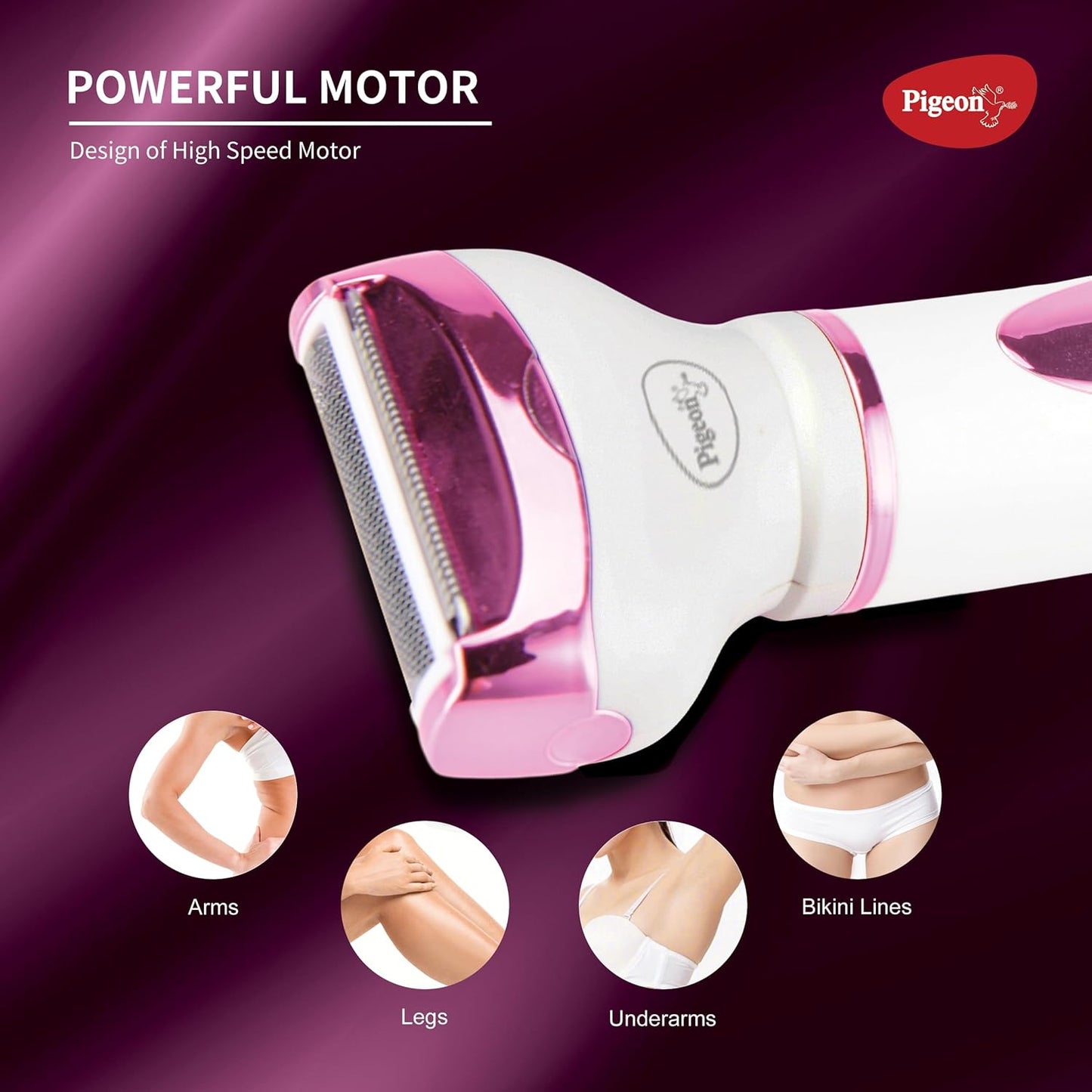 Pigeon Charm 4 In 1 Multi-purpose IPX5 Trimmer for Women [For Bikini, Shaver, Face & Eyebrow Trimmers]| Stainless Steel Blade| USB C type Charging | Waterproof| 1.5 HR runtime| Charge Time 2.5 HR | 2 Years Warranty