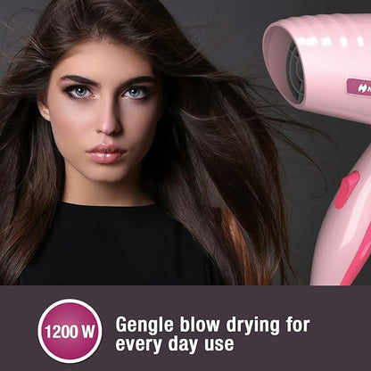 Havells 1200W Powerful Hair Dryer | Overheat Protection | 2 Heat Settings (Hot/Warm) | Heat Balance Technology | Premium Pink | Your perfect Blow dry companion for Effortless Hair Styling | HD1903