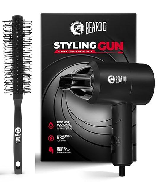 BEARDO Styling Gun Hair Dryer with Roller Hair Comb,1100 Watts, Black