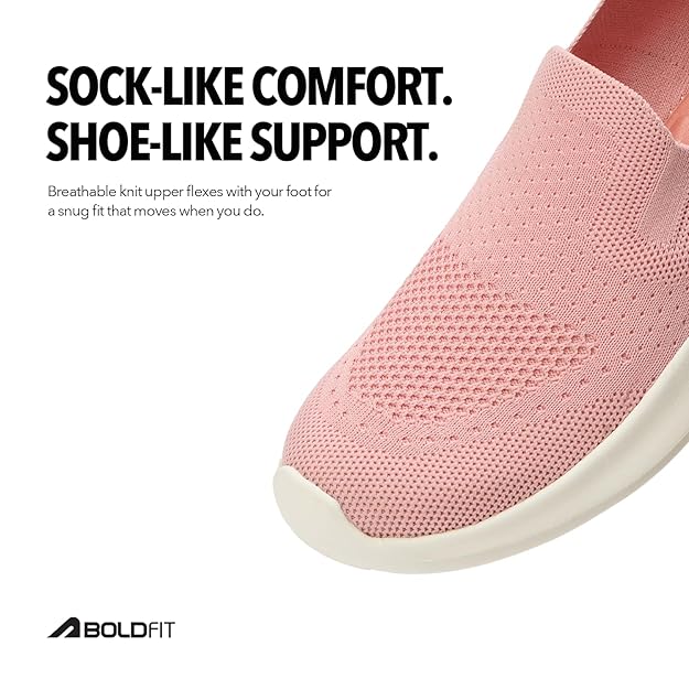 Boldfit Shoes for Woman Soft Sole Women Shoes Memory Foam Walking Shoe for Women Slip on Shoe Woman Anti Skid Foot Wear for Ladies for All Day Walking