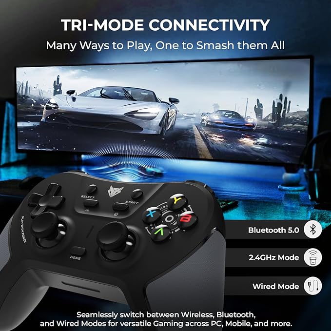 EVOFOX One S Universal 3-Mode Wireless & Wired Bluetooth Gamepad (Black, For PC, iOS, Android, PS3, PS4, Switch)