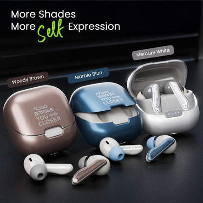 ACwO Dwots 737 Wireless in Ear Earbuds | 70Hrs Playtime | Up to 32Db ANC | 4 Mics with Enc | Bluetooth V5.4 | Hyperboost Charging 10Mins Charge = 120Mins Playtime (Woody Brown)