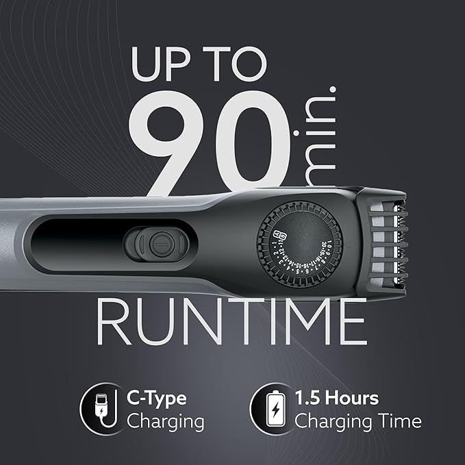 AGARO Beard Trimmer, Cordless Electric Beard Trimmer with Precision Dial, USB Rechargeable, 20 Length Settings Mustache Trimmer for Mens Gifts MT2525