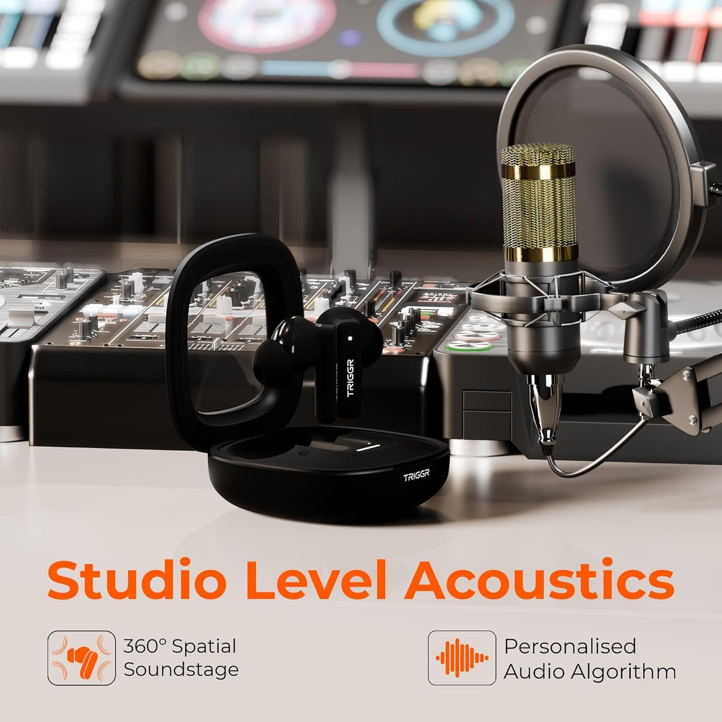 TRIGGR Apex S1 Truly Wireless in Ear Earbuds with 100H Playtime, 50ms Ultra-Low Latency, Dual Pairing, Quad Mic ENC, Rapid Pair, Premium Rubber Finish Grip, Earbuds TWS