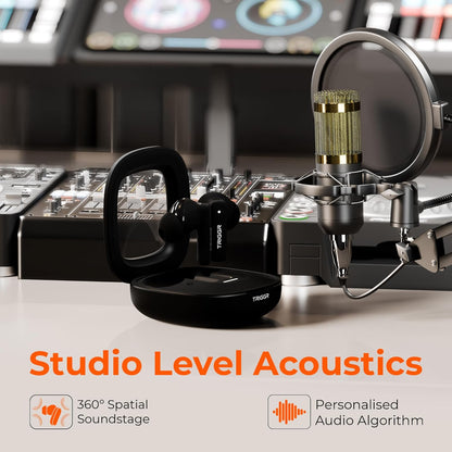 TRIGGR Apex S1 Truly Wireless in Ear Earbuds with 100H Playtime, 50ms Ultra-Low Latency, Dual Pairing, Quad Mic ENC, Rapid Pair, Premium Rubber Finish Grip, Earbuds TWS