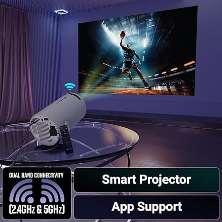 Zebronics PixaPlay® 73 Android Smart Projector, 720p Native, Support 4K, OTT Apps (Netflix, PrimeVideo, Hotstar), 200° Rotatable, 3700 Lumens, Auto Keystone, Miracast, 3W Speaker, 130" Screen, WiFi|BT