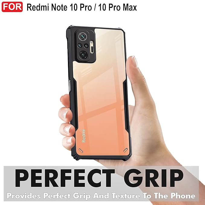 Amazon Brand - Solimo Back Case Cover for Mi Redmi Note 10 Pro/Pro Max | Compatible for Mi Redmi Note 10 Pro/Pro Max Back Case Cover | Clear Case with Camera Protection | (TPU + PC | Matte Black)