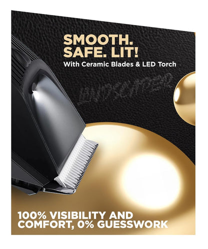 Bombay Shaving Company Balls Trimmer | Pubic Hair Trimmer and Body Groomer for Men | Private Part Trimmer For Men, Waterproof (IPX7), Cordless, LED Display, LED Torch, Safe Ceramic Blades, Dock Charging | LANDSCAPER 2.0 (Black)