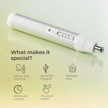 Lifelong Nose Hair Trimmer For Men | Professional Painless Battery-Operated Nose Hair Trimmer Men | Facial Hair Trimmer For Men Women, Easy To Clean | 40 Minutes Runtime | Stainless Steel (LLPCM03, Silver)