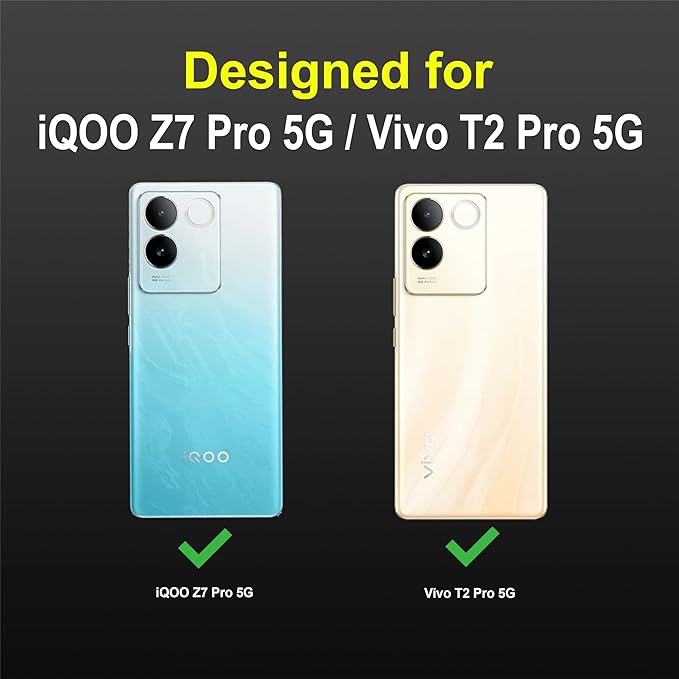 Amazon Basics Back Case Cover for iQOO Z7 Pro 5G | Compatible for iQOO Z7 Pro 5G Back Case Cover | Matte Soft Flexible Silicon | Liquid Silicon Magic Case with Camera Protection | Black