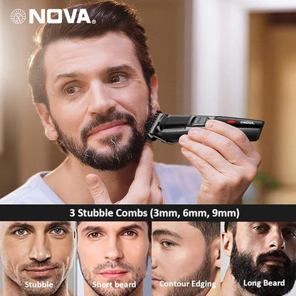 Nova NHT 1076 Cordless: 30 Minutes Runtime Trimmer for Men (Black)