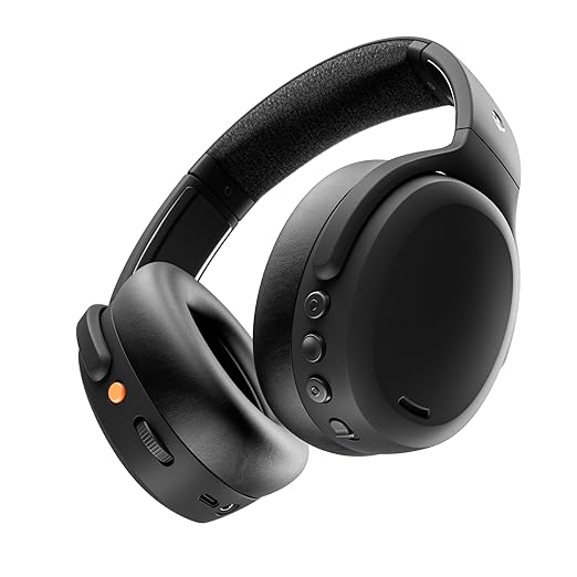 Skullcandy Crusher ANC 2 Over-Ear 4-mic Active Noise Cancelling Wireless Headphones with Sensory Bass, 40mm Drivers,Dual-Device Pairing,Collapsible Design, Alexa Enabled,50Hr Bt + Rapid Charge-Black