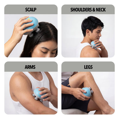 Boldfit Electric Scalp Massager | Portable Head Massager with 96 Bristles, 3 Modes & 360° Kneading | IPX7 Waterproof, 1200mAh Rechargeable | Type-C Charging | For Scalp, Head & Body Use | Teal