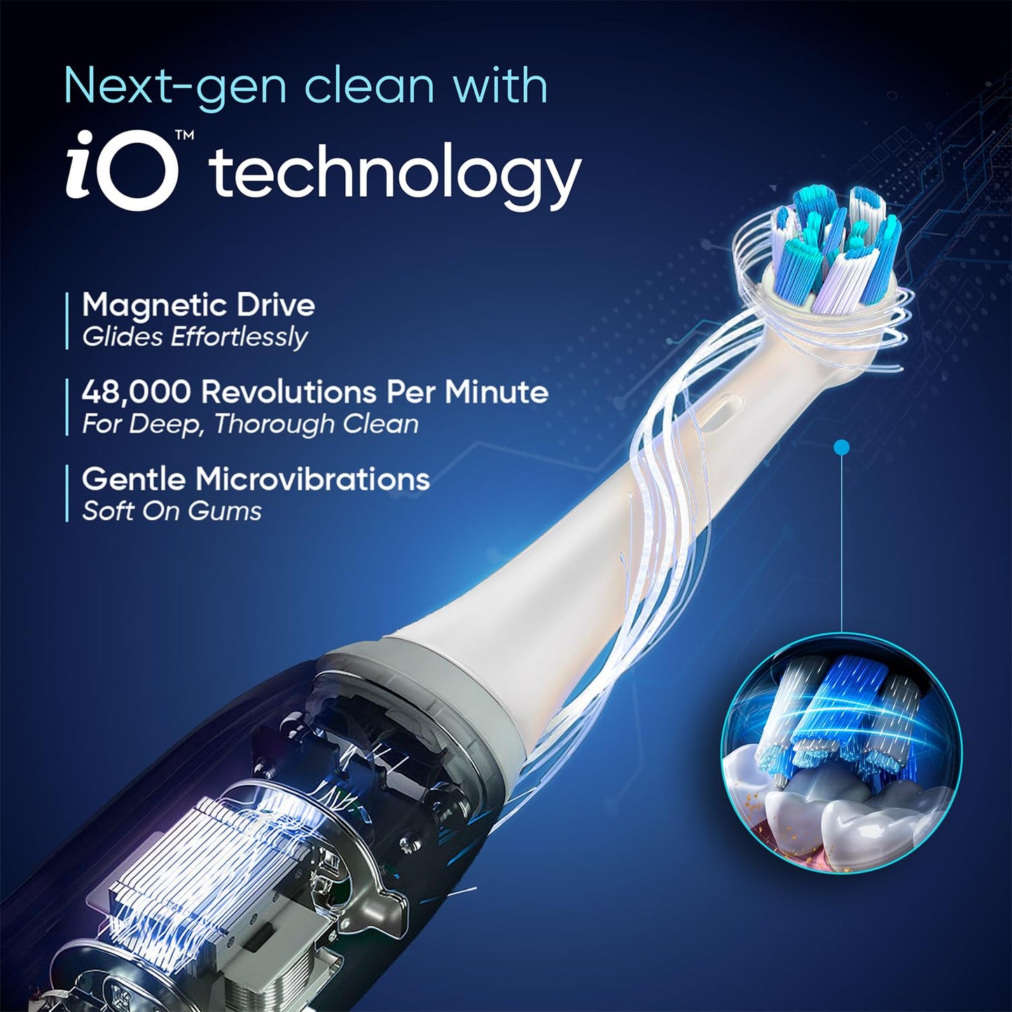 Oral-B iO3 Ultimate Electric Toothbrush, 3 Smart Modes, Pressure Sensor,2 Year Warranty by Oral B, IPX7 Waterproof, Round Brush Head (Ice Blue)