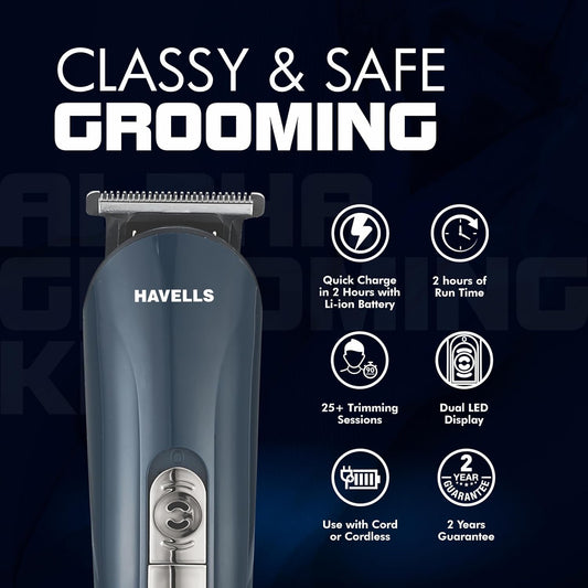 HAVELLS GROOMING KIT 12 IN 1 GS7612 Grooming Kit 120 min Runtime 8 Length Settings  (Black, Grey)