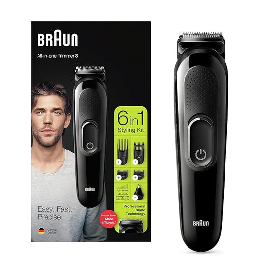 Braun Hair Clippers for Men MGK3220, 6-in-1 Beard Trimmer, Ear and Nose Trimmer, Cordless & Rechargeable, Multicolor