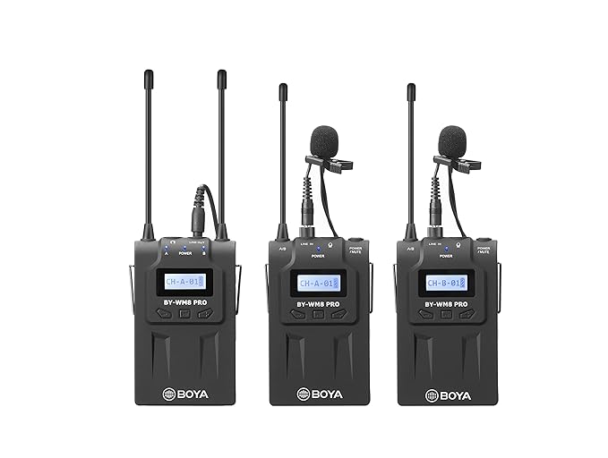 Boya by-WM8 Pro-K2 UHF Omnidirectional Dual-Channel Wireless Microphone System with One Receiver and Two Transmitter (Black)