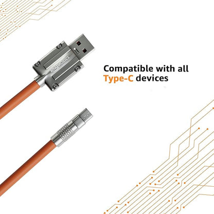 Amazon Basics Type A to Type C Cable with Metal Connectors |22.5W Fast Charging and 480Mbps Data Transfer Speed |1.2m Silicone Cable, Sunset Orange