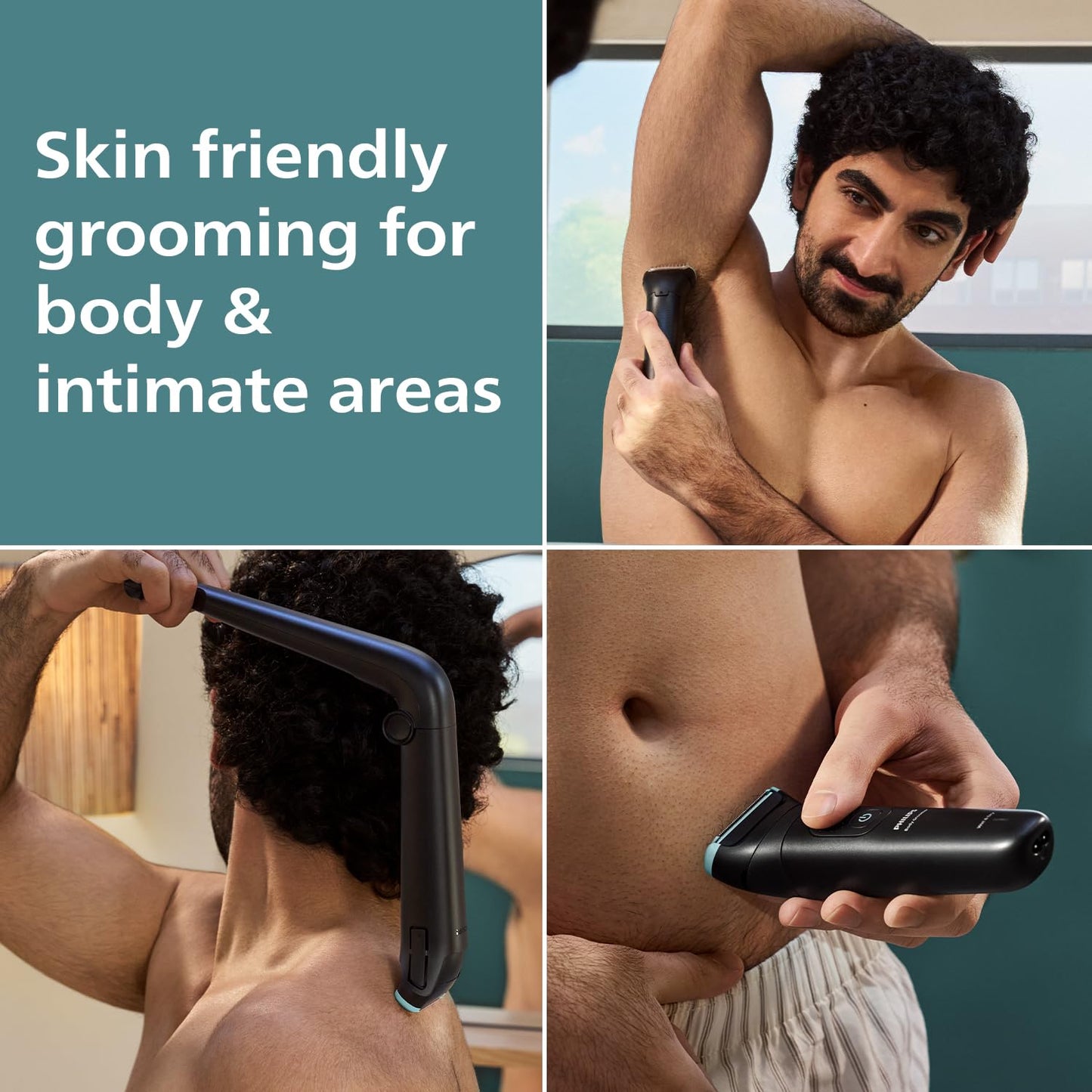 Philips Body & Balls Trimmer for Men Private Parts | Back Attachment | Clinically Tested on Sensitive Skin | Skin Safe Intimate Grooming | 100% Showerproof | 100min runtime | 5yrs* Warranty | BG5475