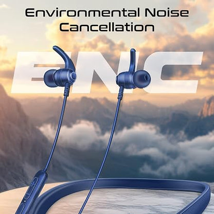 Promate High-Fidelity Wireless Neckband Earphones with 200-hour Playtime, ENC Call Noise Cancellation, Multi Connection with Two Devices, Bluetooth V5.4, Omni-Directional Mic, IPX5 Water- Resistance