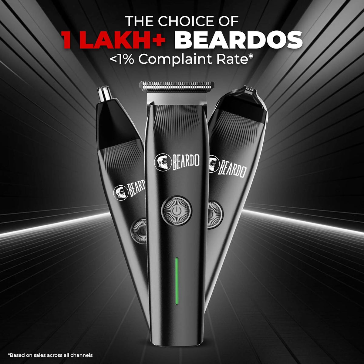 Beardo Ape-X Prime 3-in-1 Multipurpose Trimmer for Men | Grooming Kit : Beard Trimmer, Precision Trimmer, Ear & Nose Trimmer | Stainless Steel self-sharpening blades | Type C charging