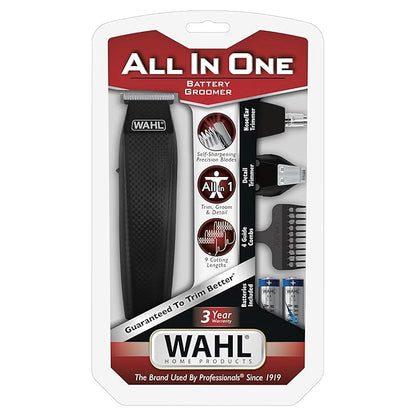 WAHL All In One Full Body Multigroomer with Self-Sharpening Precision T-Blade, Nose Trimmer Head, Detailer Head, 3 Years Warranty; 05537-6401