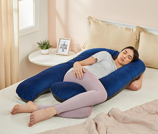 Amazon basics Full Body Pregnancy Pillow for Maternity,Baby Nursing,Full Body Support-Abdomen,Hip,Spine,Neck&Leg Support Cushion|Perfect Baby Shower Gift |U-Shaped-Washable Cover