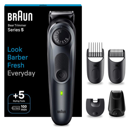 Braun Beard Trimmer 5, BT5420, Beard Trimmer for Men, 39 Length Settings, Lifetime Sharp Blades, Waterproof with 100-Min Runtime, All-in-One Trimmer, Advanced German Engineering, Space Grey