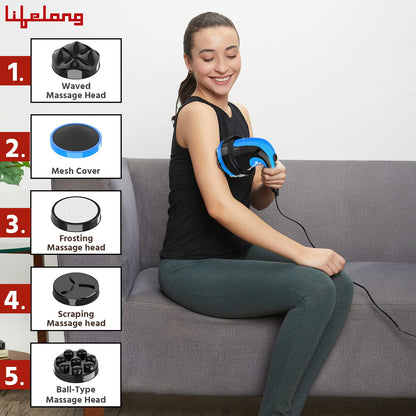 Lifelong Powerful Handheld Corded Electric Massager for Pain Relief | Body Massager (LLM576, Black, 1 Year Warranty)