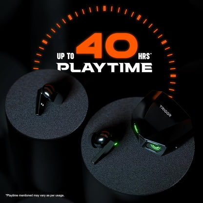 Kraken X1 with Battery Display, 40ms Latency, Quad Mic ENC, 40 Hr Battery, v5.3 Bluetooth Headset (Black, True Wireless)