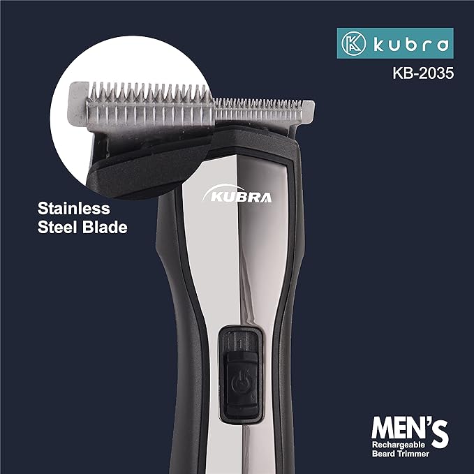 Kubra KB-2035 USB Charging Rechargeable 40 minutes runtime Professional Hair Clipper for Beard and Hair Trimmer (Black)