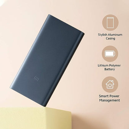 Mi 10000mAH Li-Polymer, Micro-USB and Type C Input Port, Power Bank 3i with 18W Fast Charging (Midnight Black)