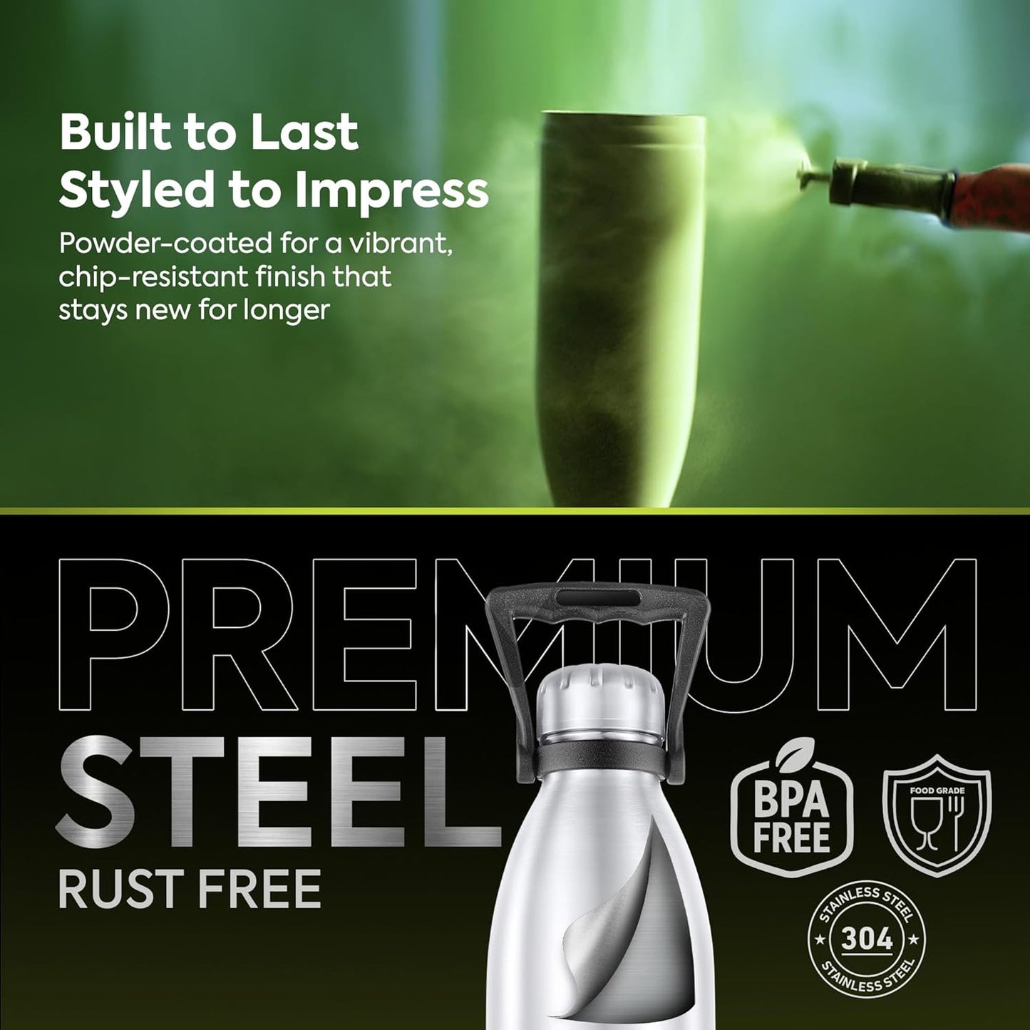 Pexpo Echo 1800, Hot and Cold thermosteel Water Bottle With Carry Handle 1750 ml Steel Flask (Pack of 1, Silver)