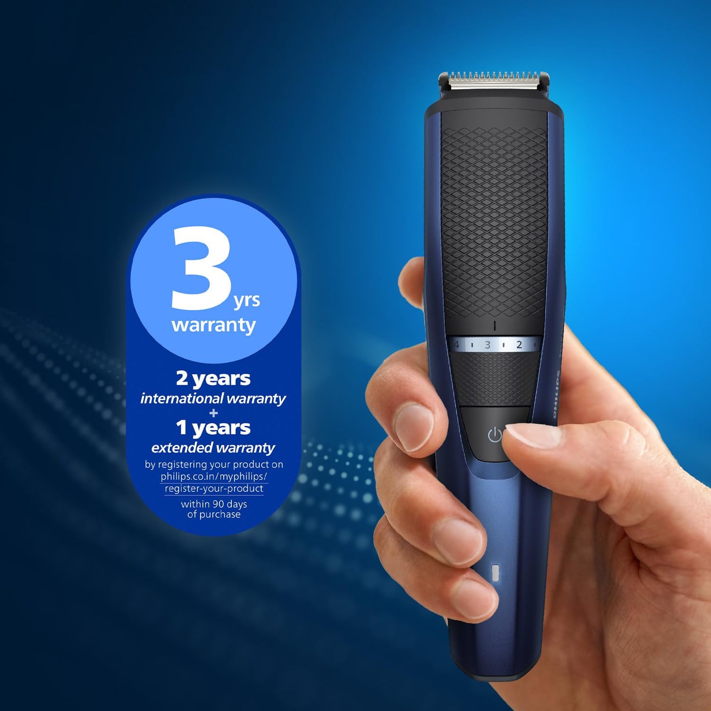Philips India's No.1 Men's Trimmer* | Lift & Trim Technology | Skin Friendly Beard Trimmer for Men | Effortless Styling | Self-Sharpening Blades | 60 mins runtime | 3 yrs warranty* | BT3325/30